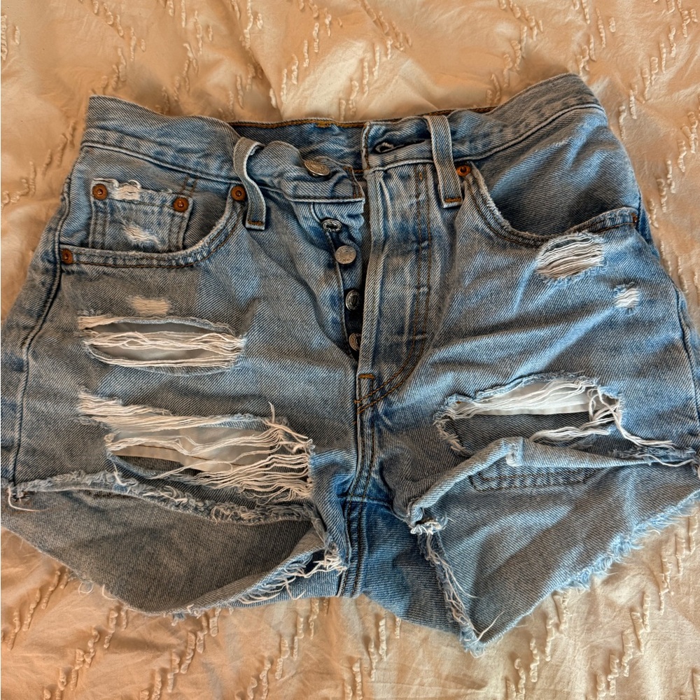 Levi’s 501 Distressed Denim Shorts size 24
